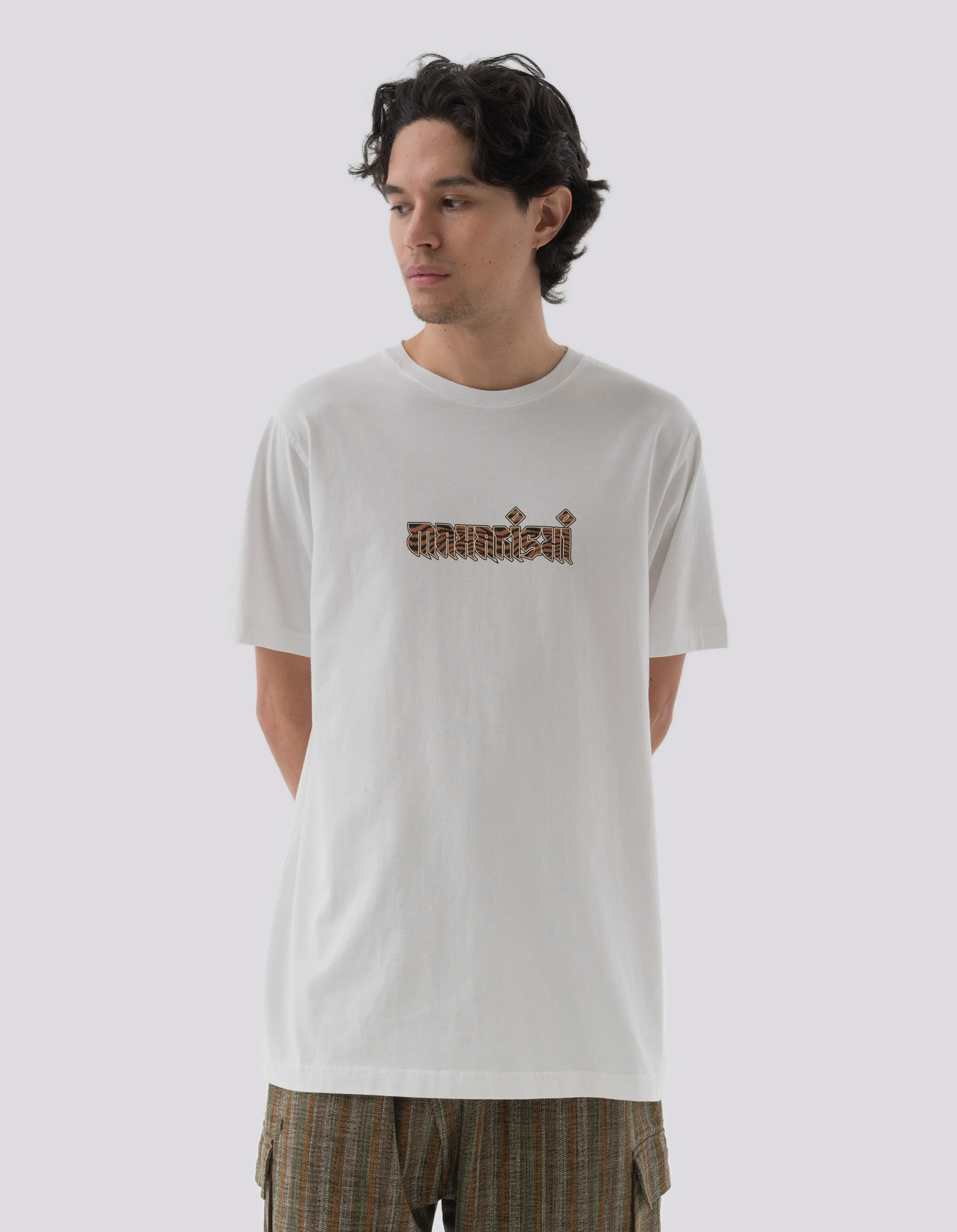 1296 Tiger Fur Calligraphy T-Shirt White