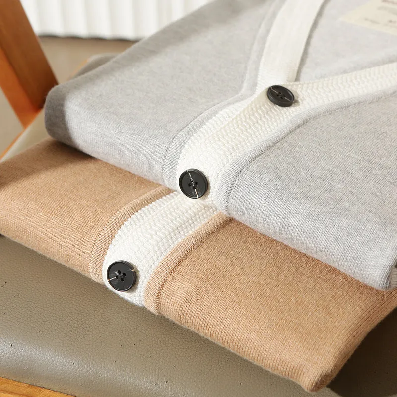 30% wool  70% cotton! Foreign trade tail goods men's autumn and winter  V-neck knitted cardigan sweater coat