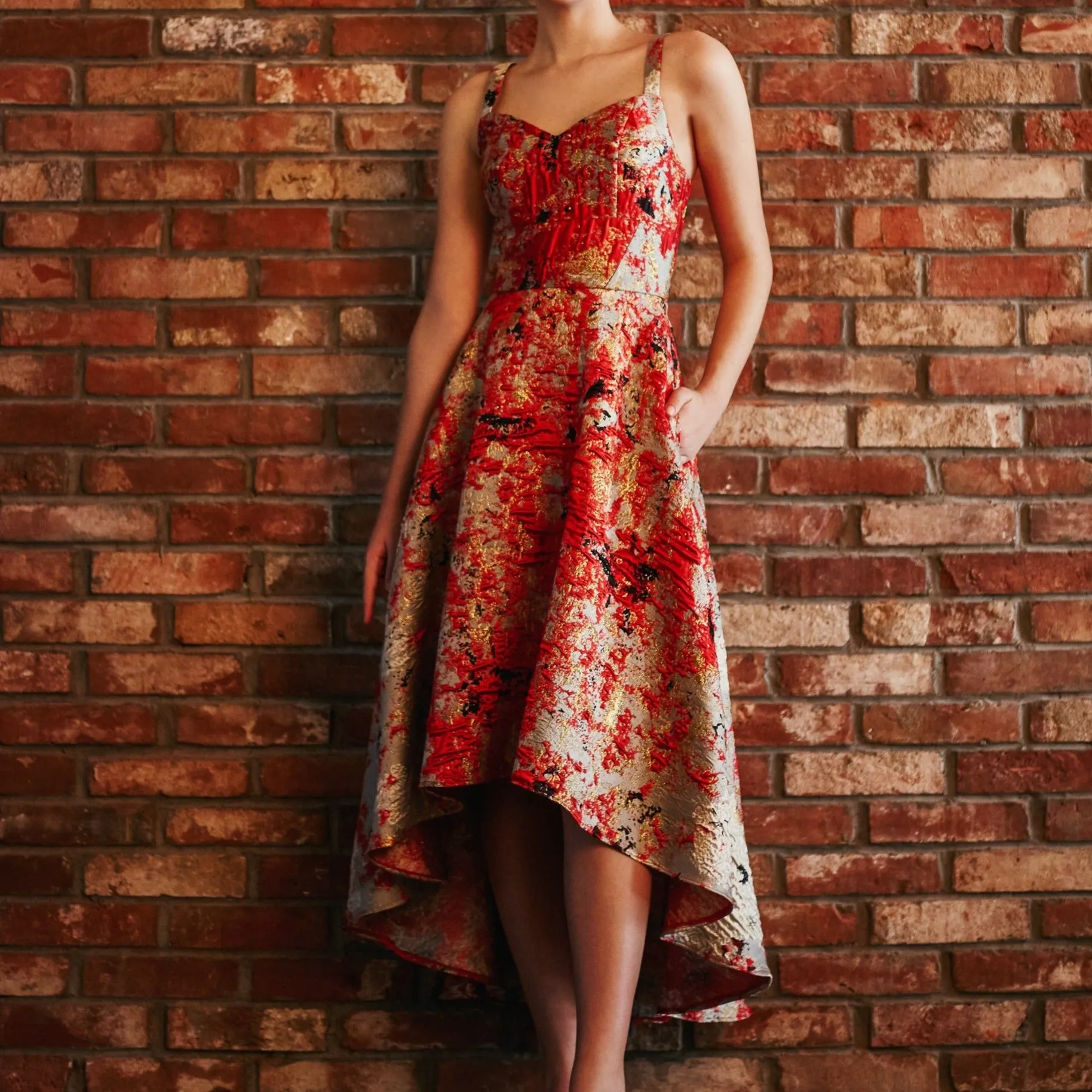 Angla Abstract High Low Dress