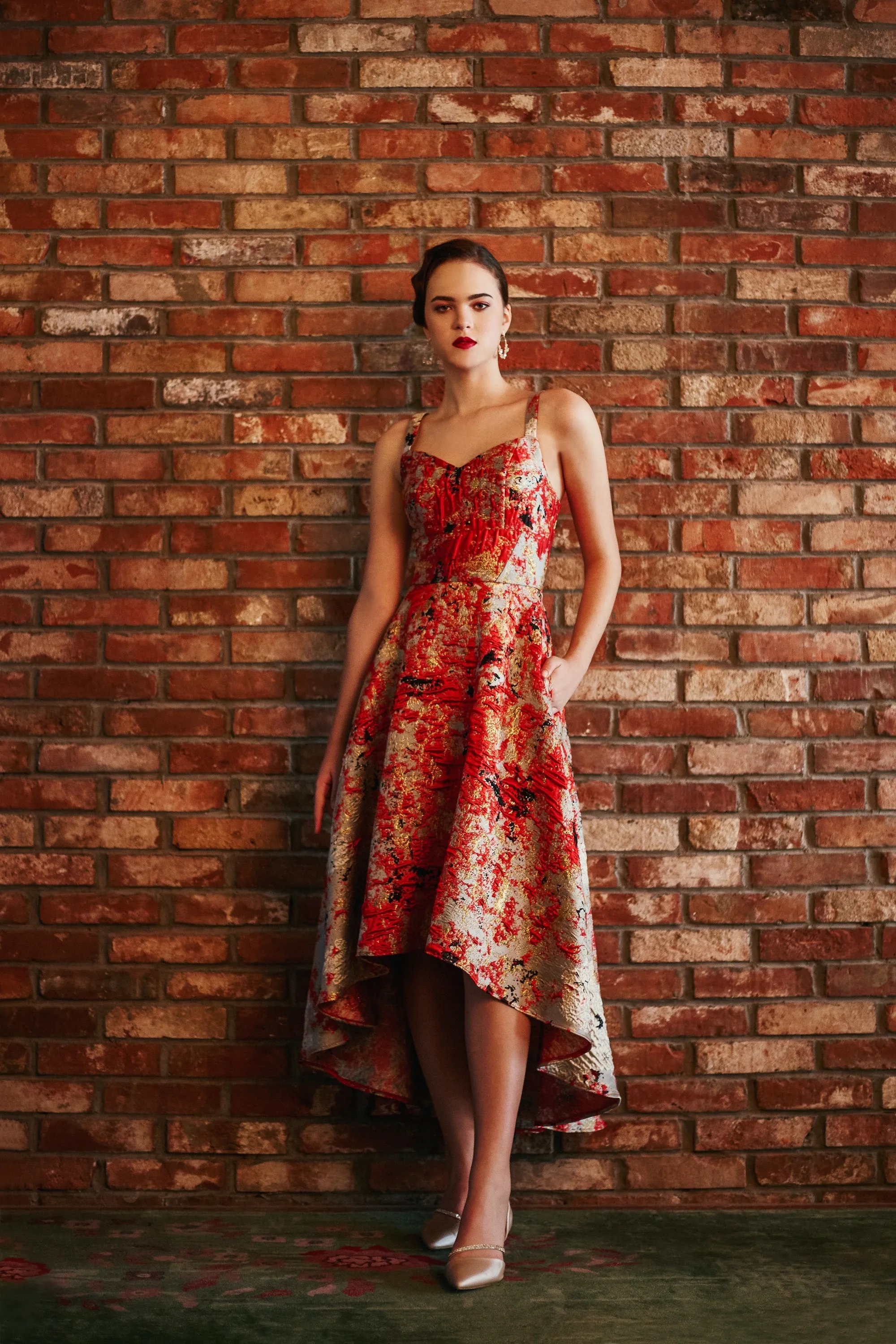 Angla Abstract High Low Dress