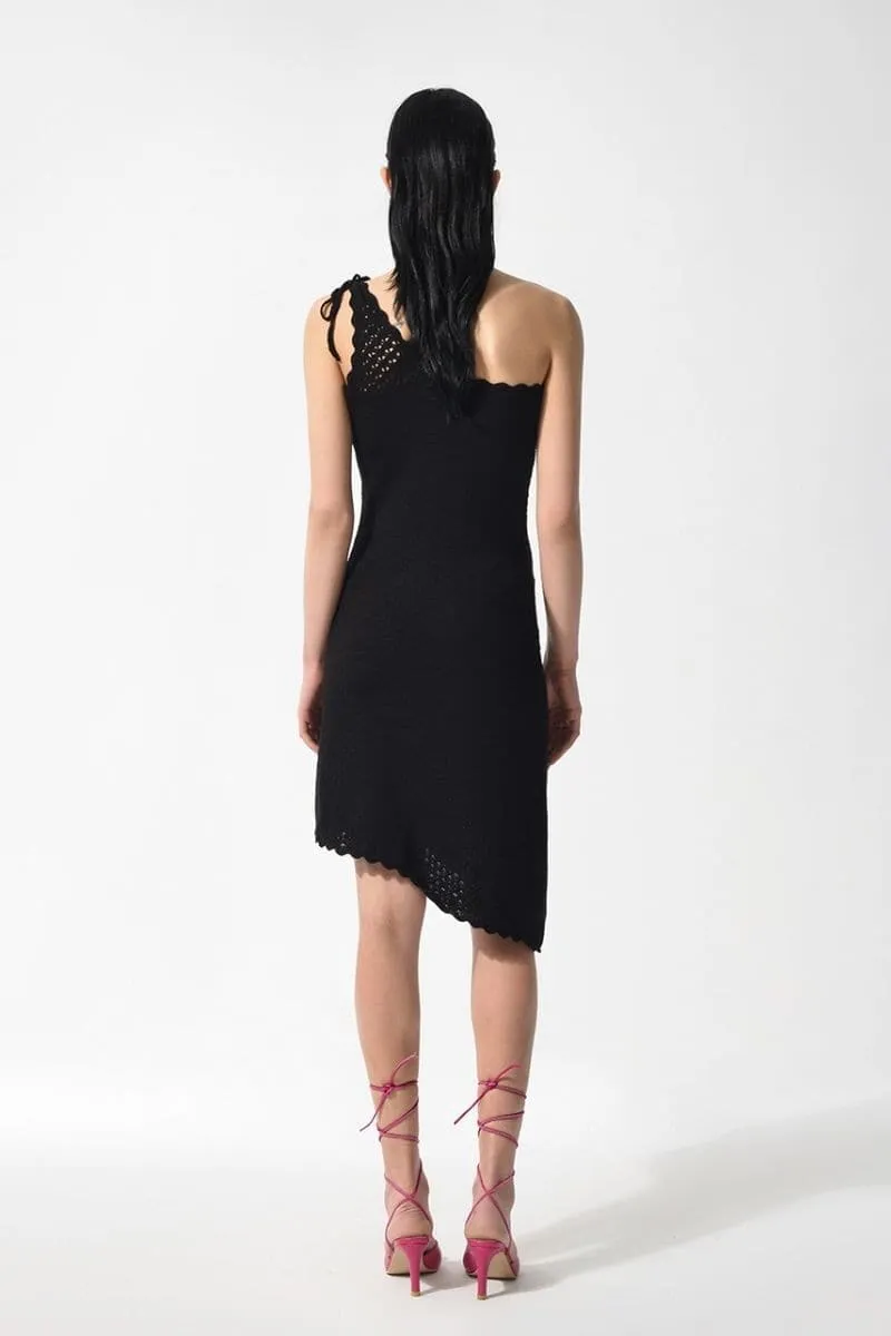 BLACK LIYA SINGLE SLEEVE KNITTED DRESS