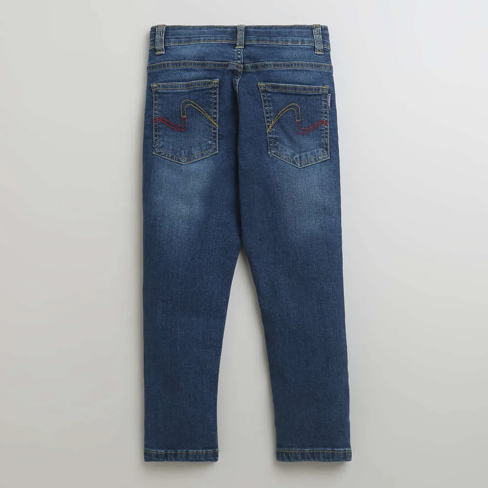 Boys Full Sleeve Denim Shirts & Round Nec Tee With Denim Pant Set