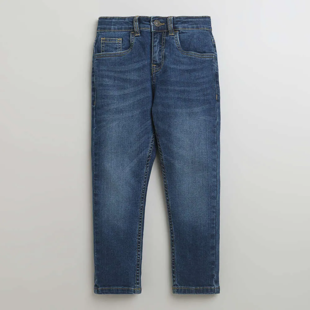 Boys Full Sleeve Denim Shirts & Round Nec Tee With Denim Pant Set