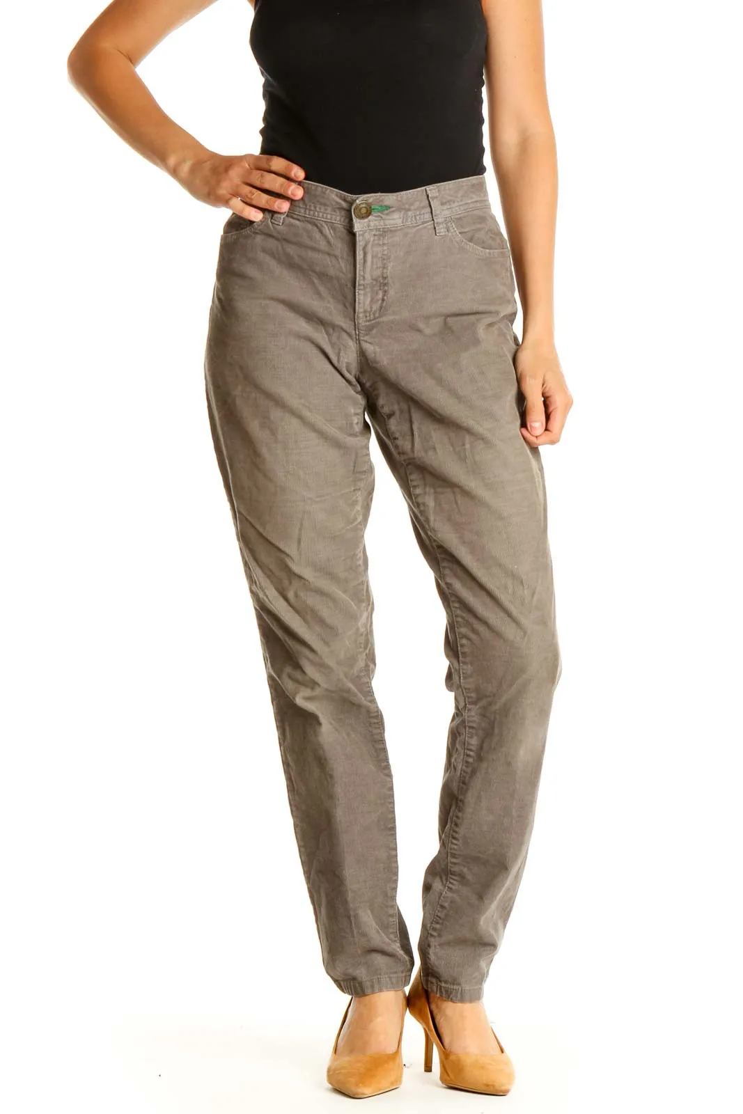 Brown Solid Casual Cargos Pants