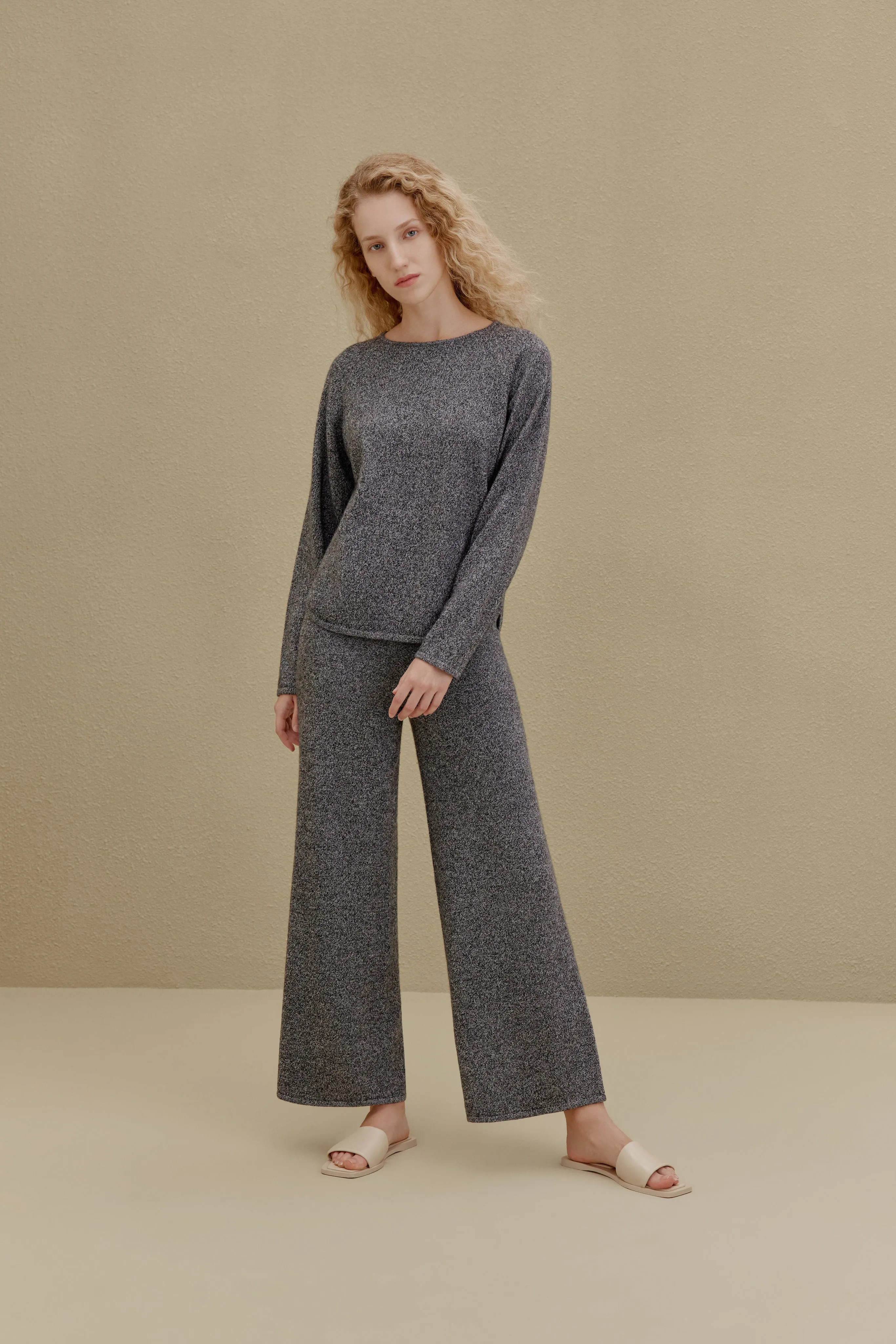 Cashmere Knitted Crew Neck Pull Over Top