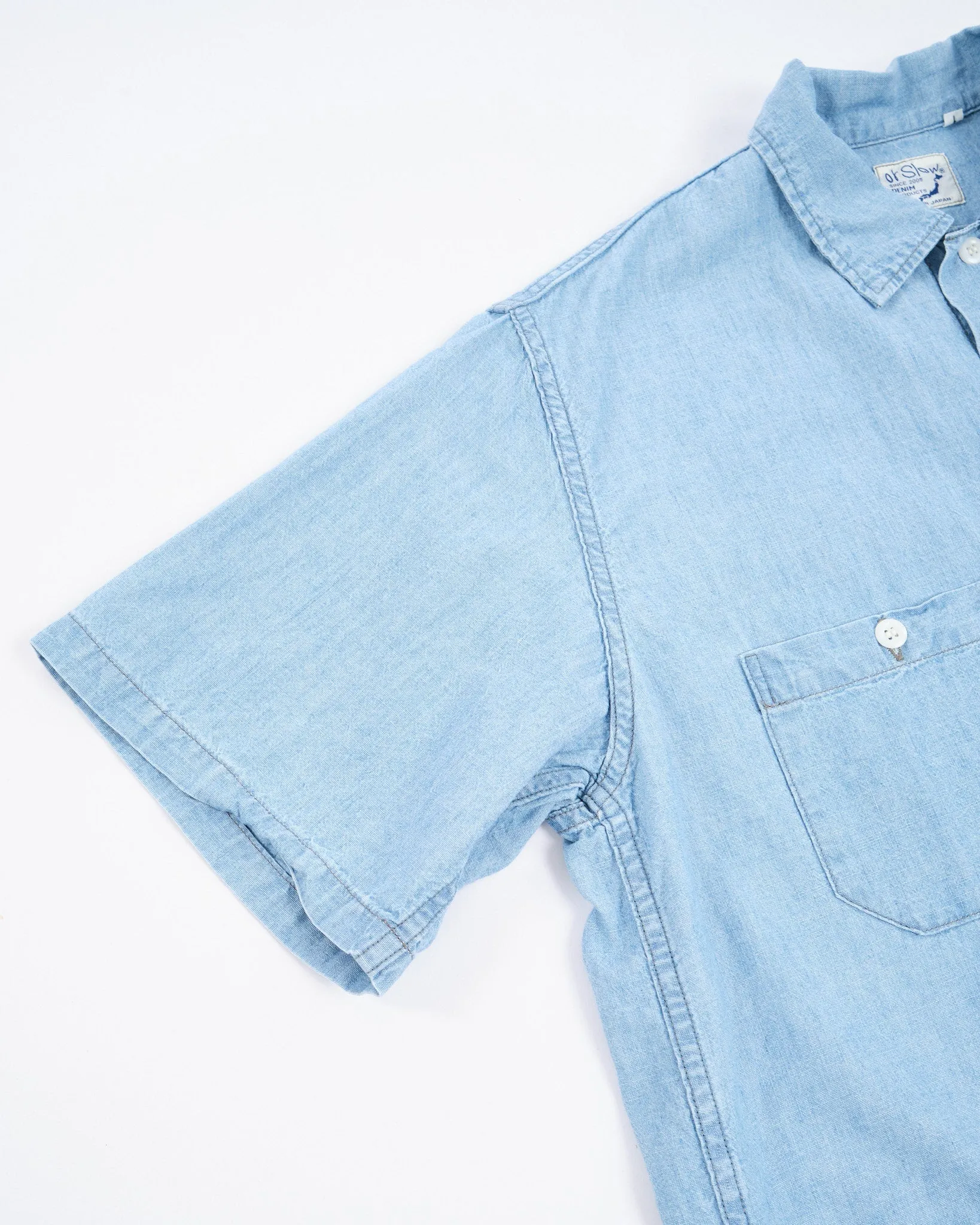 Bleached Chambray 1960s Style Work Shirt