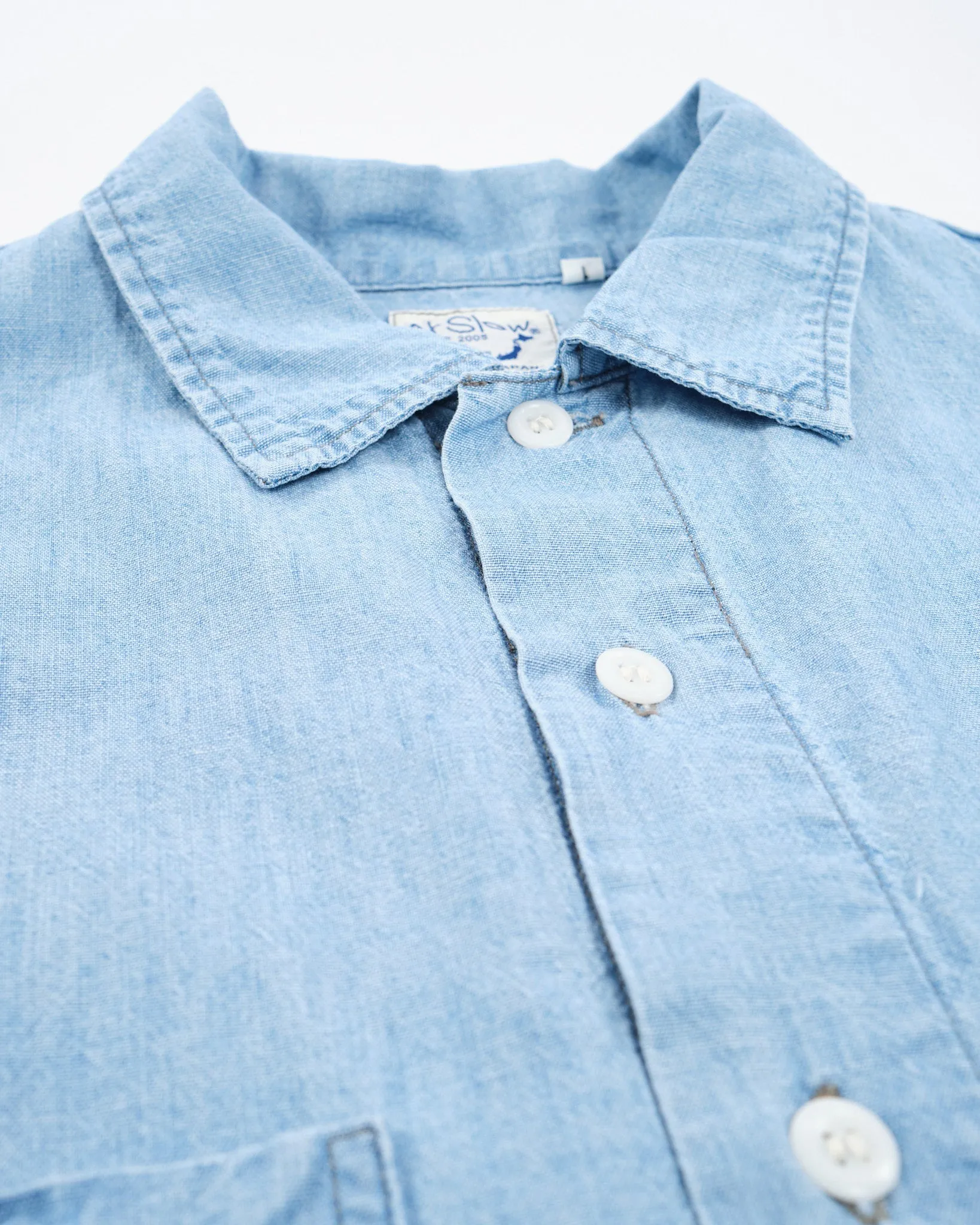 Bleached Chambray 1960s Style Work Shirt