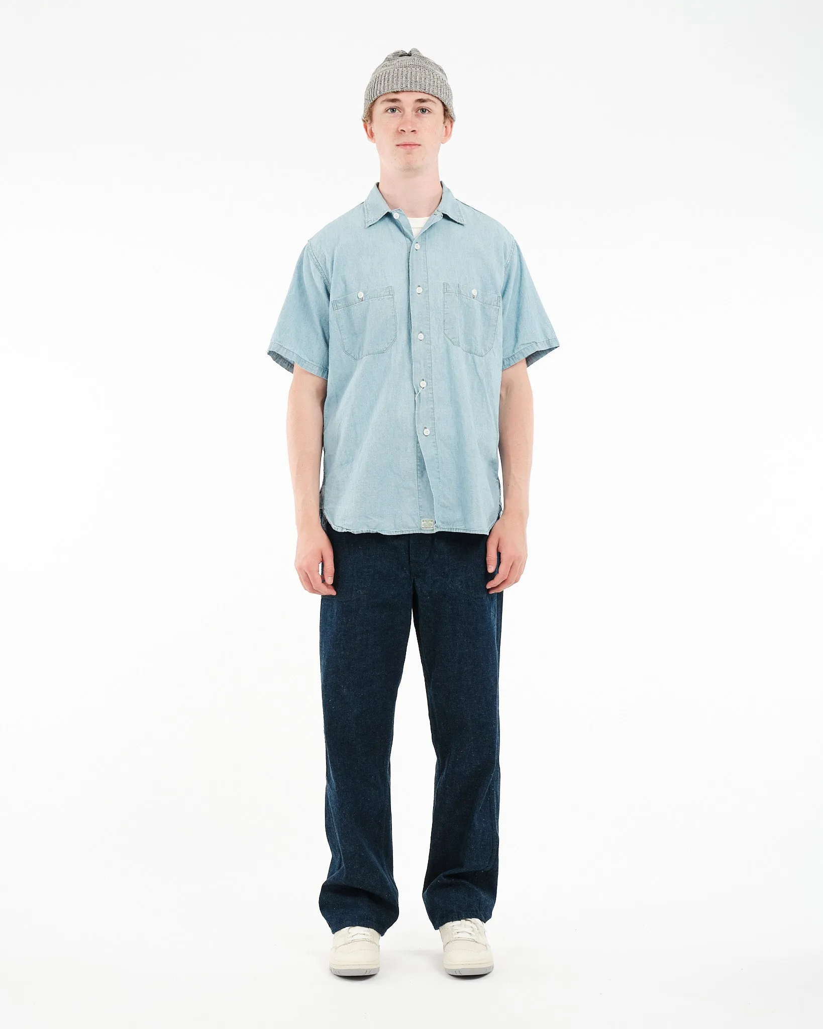 Bleached Chambray 1960s Style Work Shirt