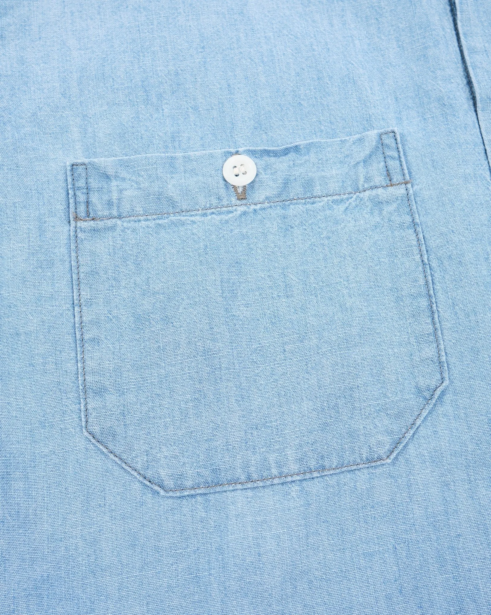 Bleached Chambray 1960s Style Work Shirt
