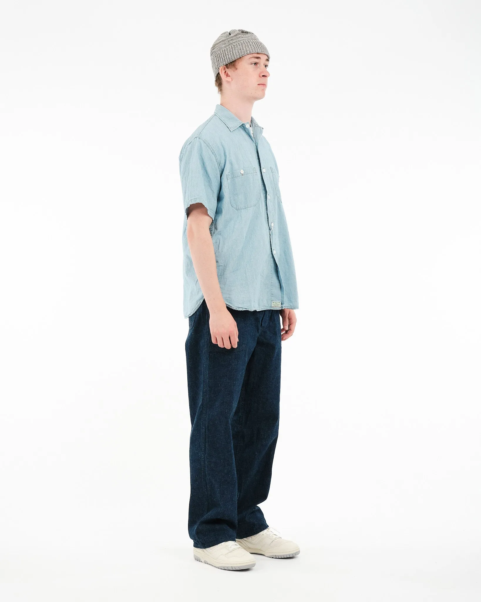 Bleached Chambray 1960s Style Work Shirt