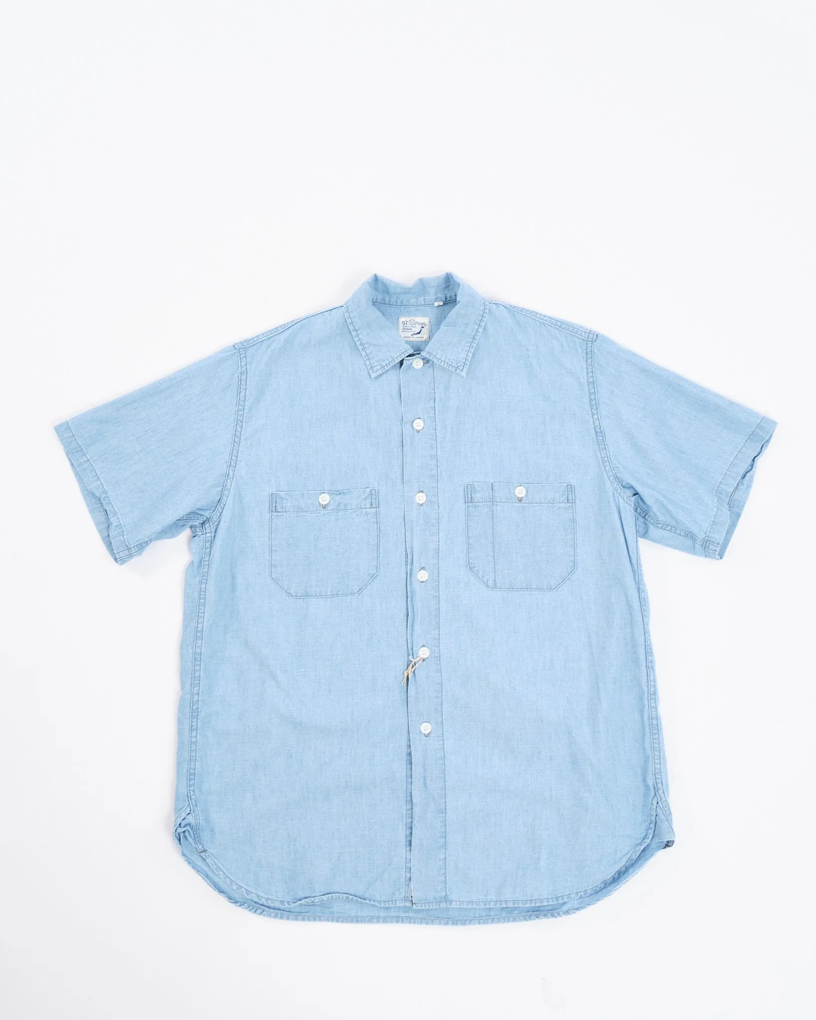 Bleached Chambray 1960s Style Work Shirt