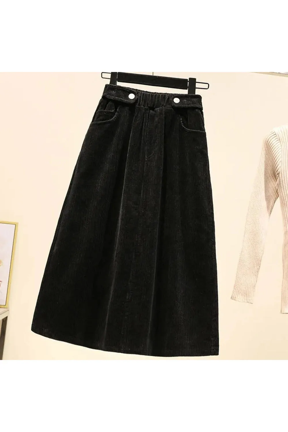 Corduroy A-line Long Skirt