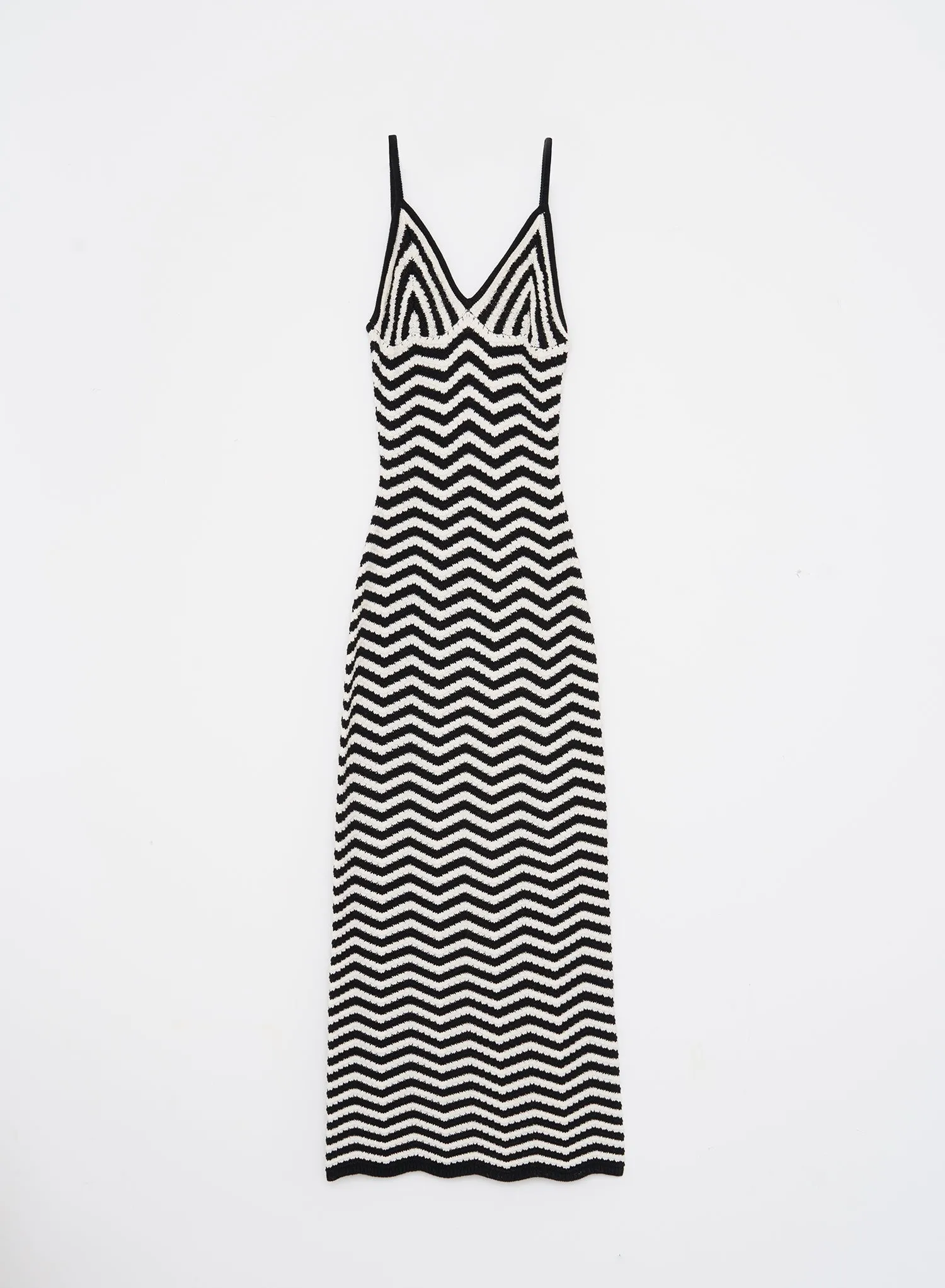 Cream And Black Stripe Knitted Maxi Dress- Yvette