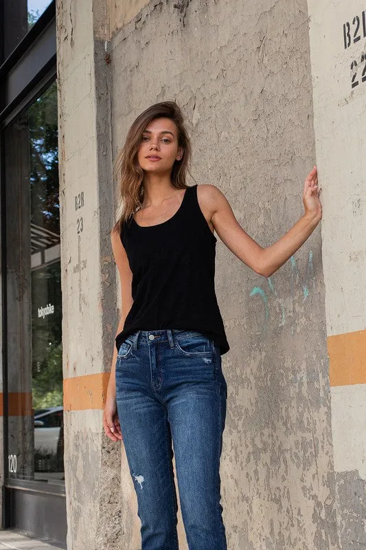 Cuffed Stretch Boyfriend Jeans