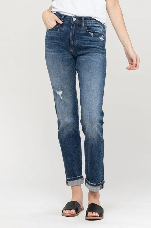 Cuffed Stretch Boyfriend Jeans