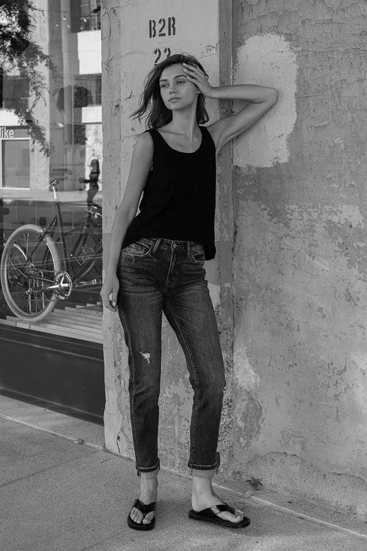 Cuffed Stretch Boyfriend Jeans
