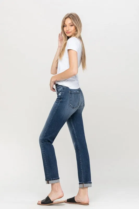 Cuffed Stretch Boyfriend Jeans