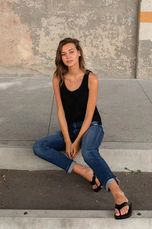 Cuffed Stretch Boyfriend Jeans