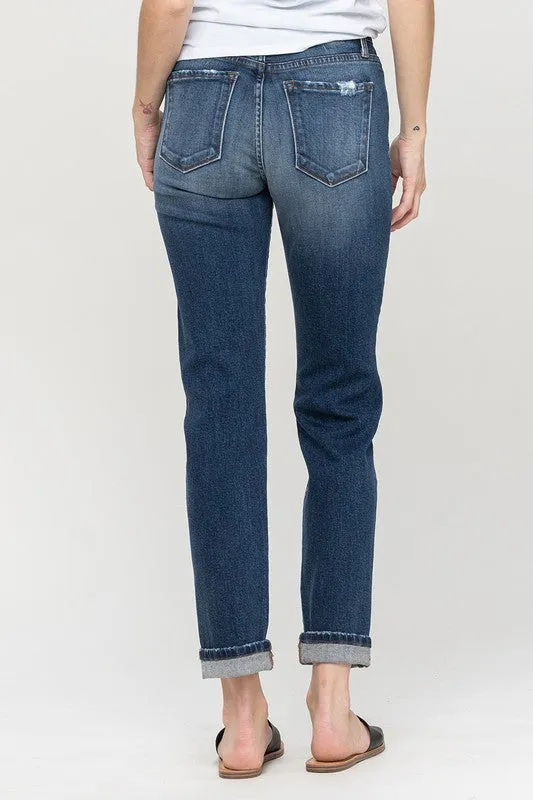 Cuffed Stretch Boyfriend Jeans