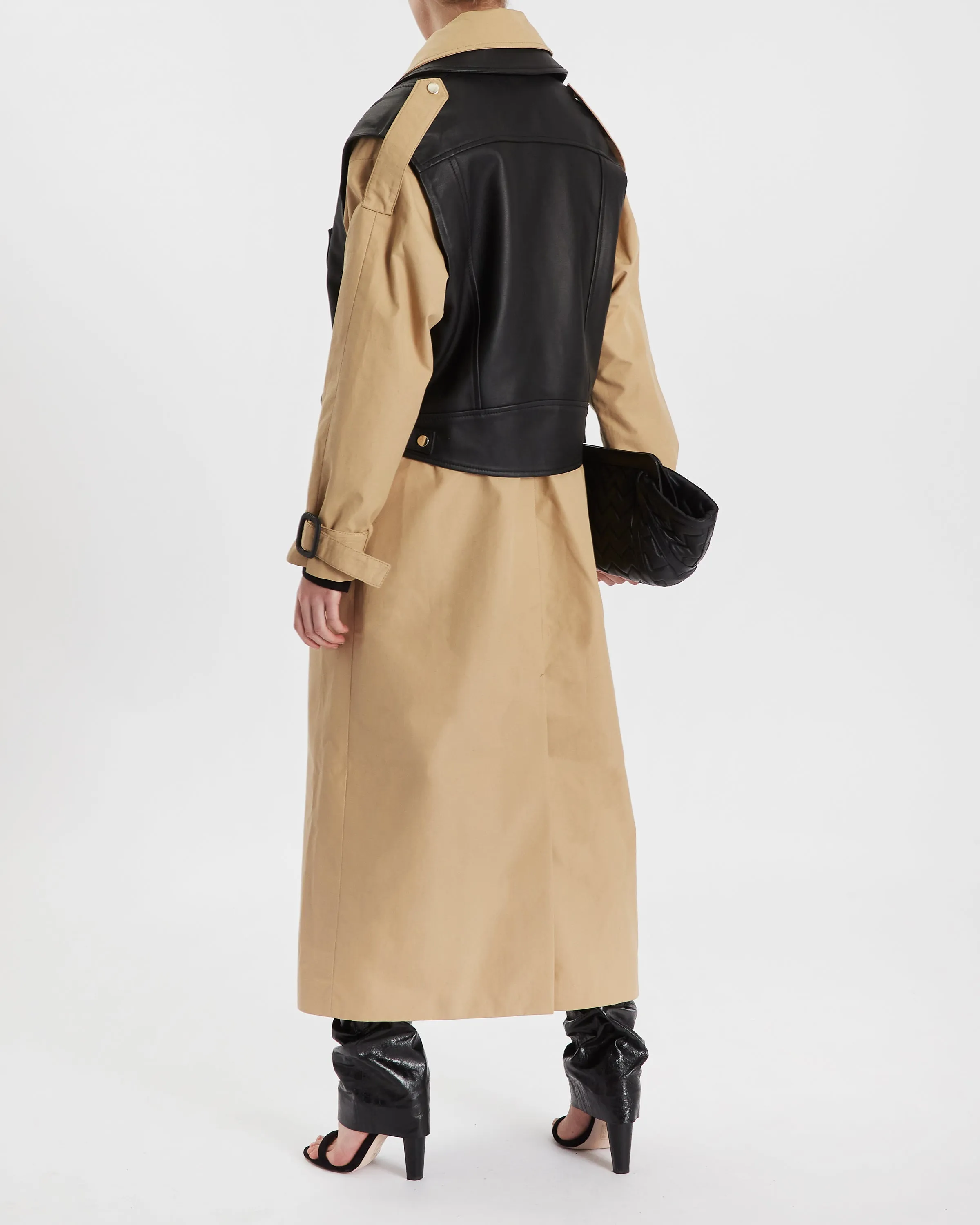 Dominique TRENCH WITH REMOVABLE BIKER JACKET - BLACK/BEIGE
