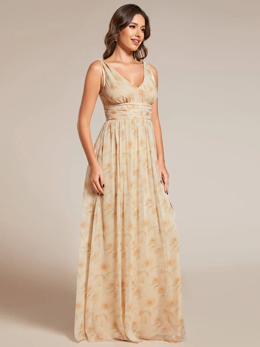 Elegant Double V-Neck Maxi Long Wholesale Bridesmaid Dresses