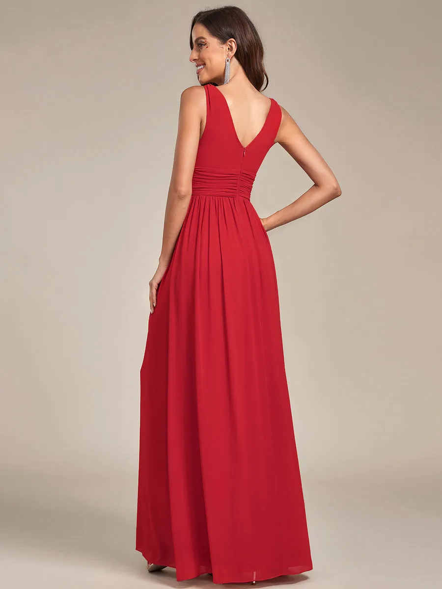 Elegant Double V-Neck Maxi Long Wholesale Bridesmaid Dresses