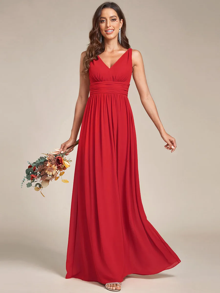 Elegant Double V-Neck Maxi Long Wholesale Bridesmaid Dresses