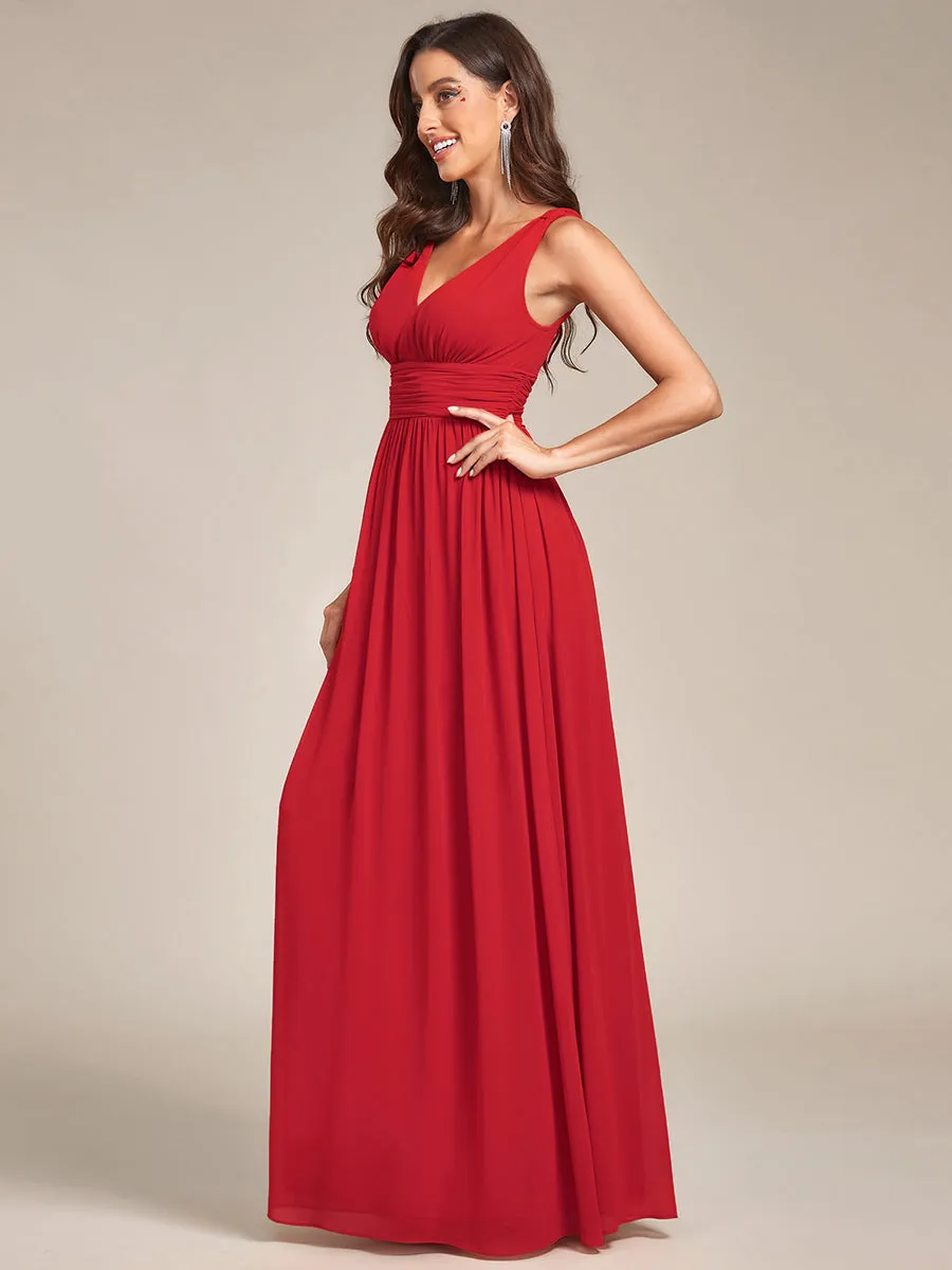 Elegant Double V-Neck Maxi Long Wholesale Bridesmaid Dresses