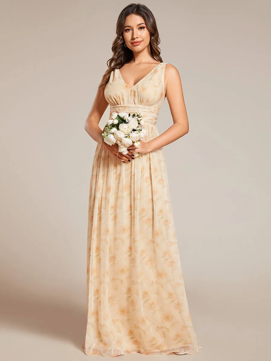 Elegant Double V-Neck Maxi Long Wholesale Bridesmaid Dresses