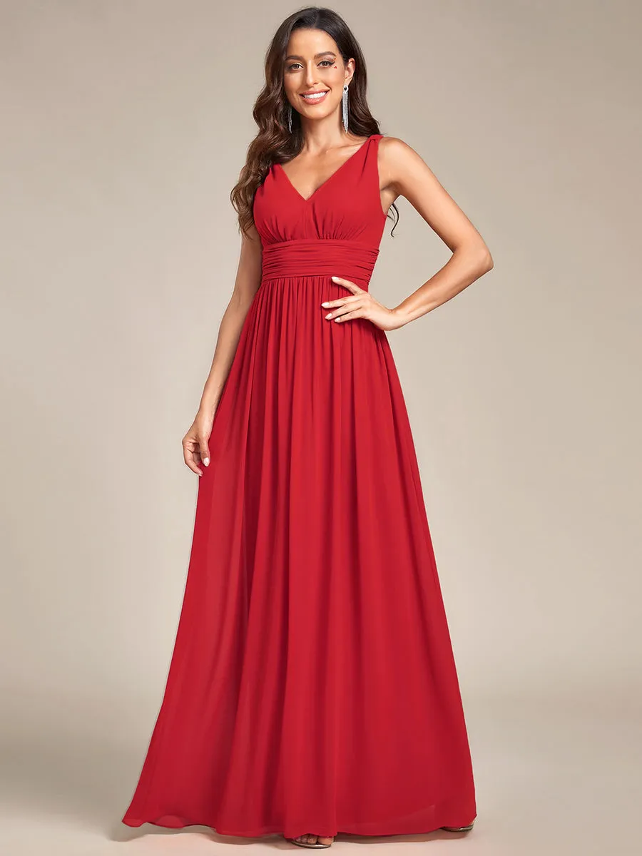 Elegant Double V-Neck Maxi Long Wholesale Bridesmaid Dresses