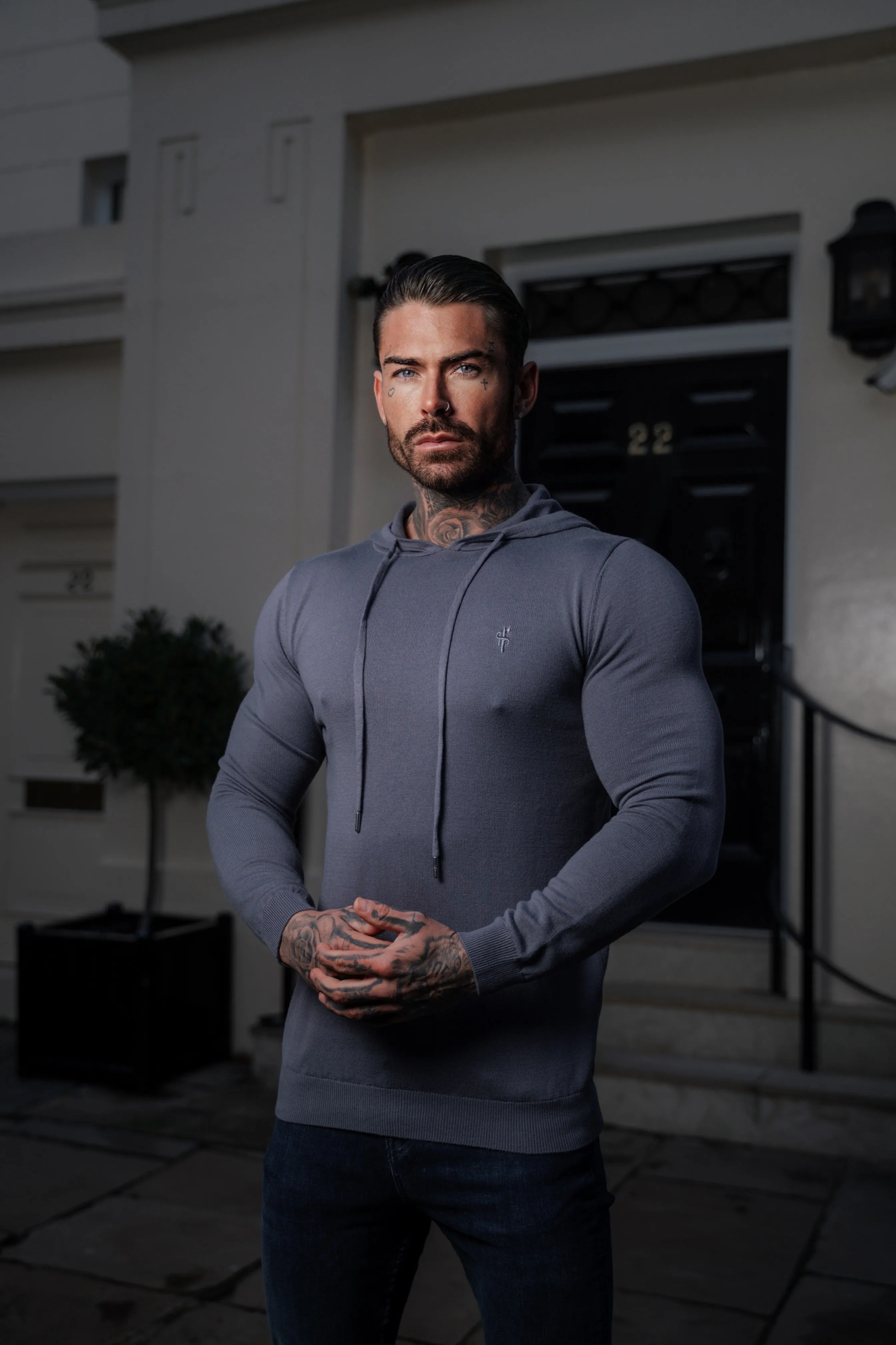 Father Sons Gunmetal Knitted Overhead Hoodie - FSN114