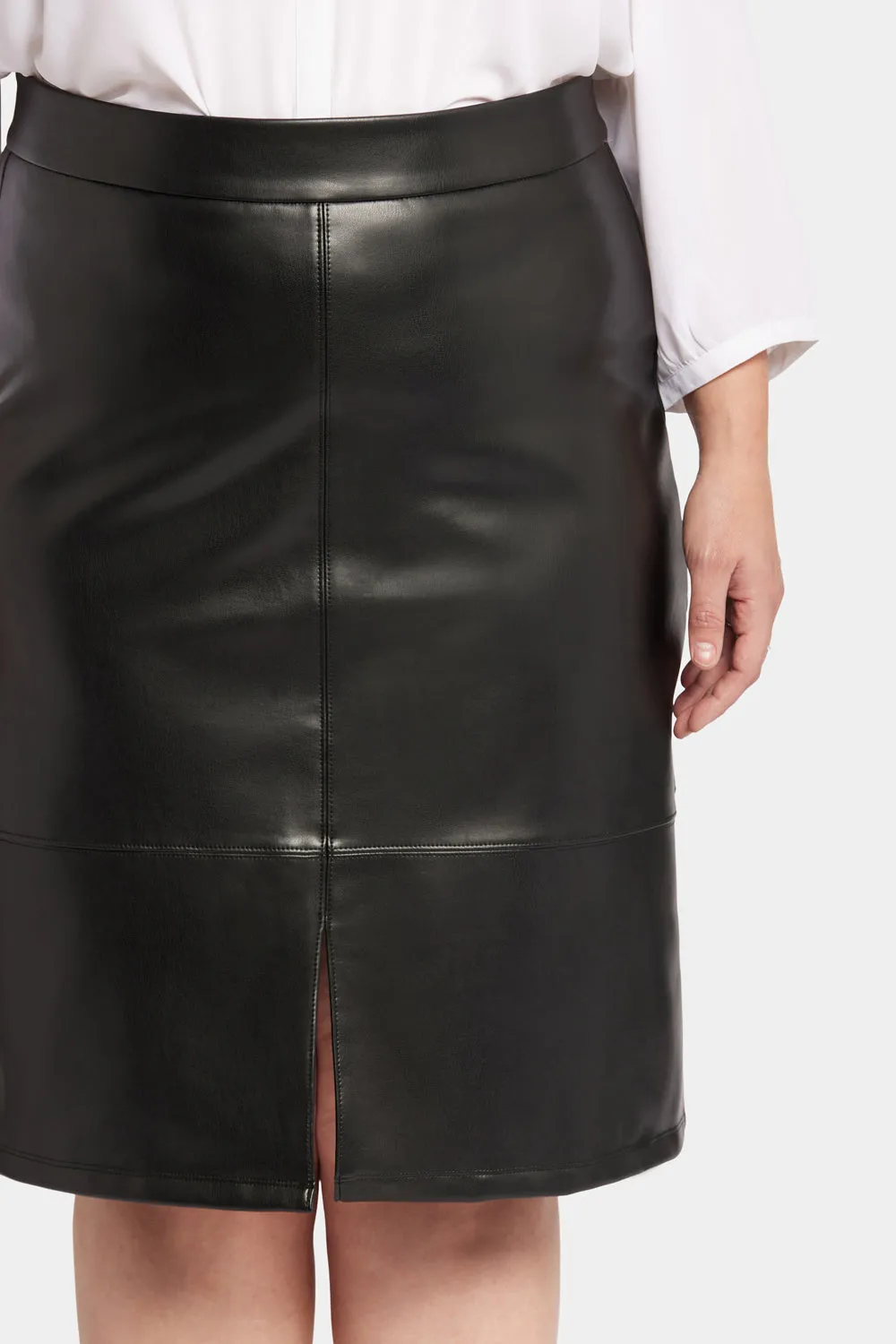 Faux Leather A-Line Skirt In Plus Size - Black