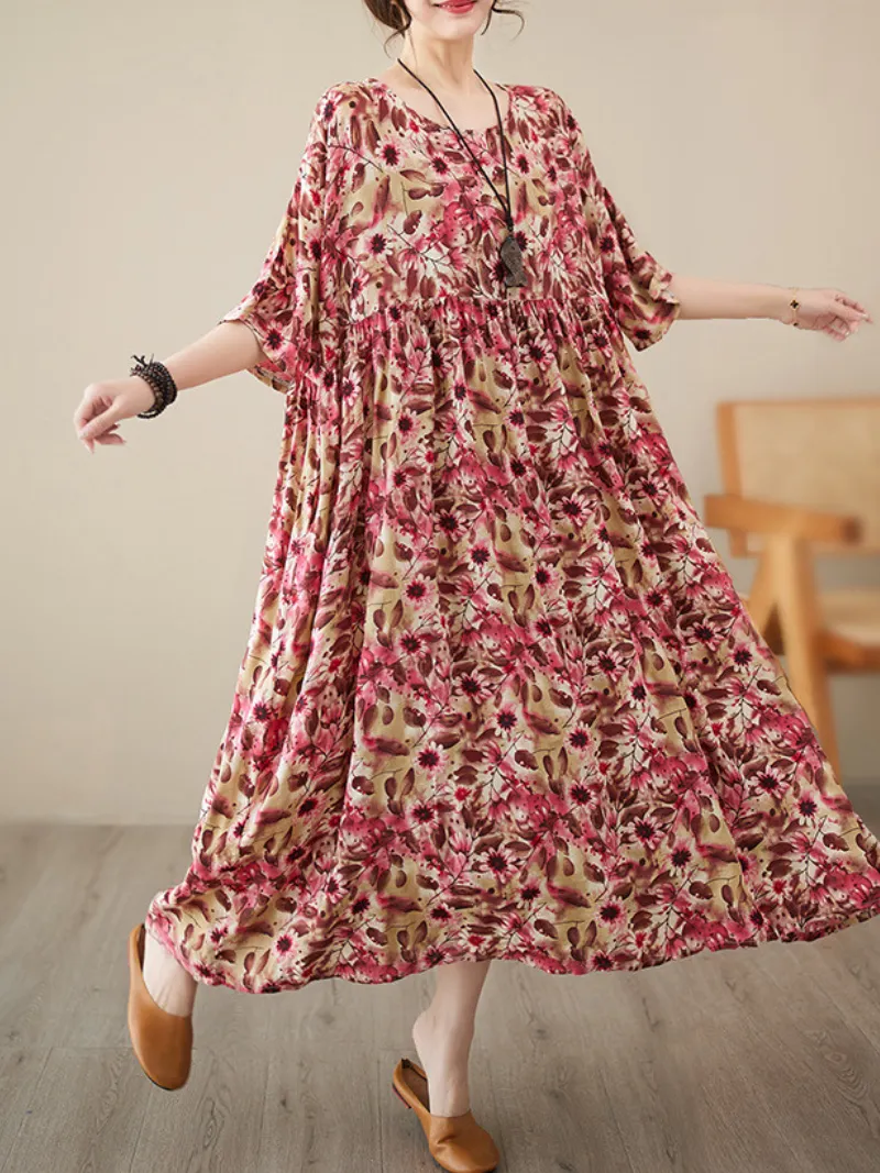 Giving Love Women's Cotton Floral Smock Dress