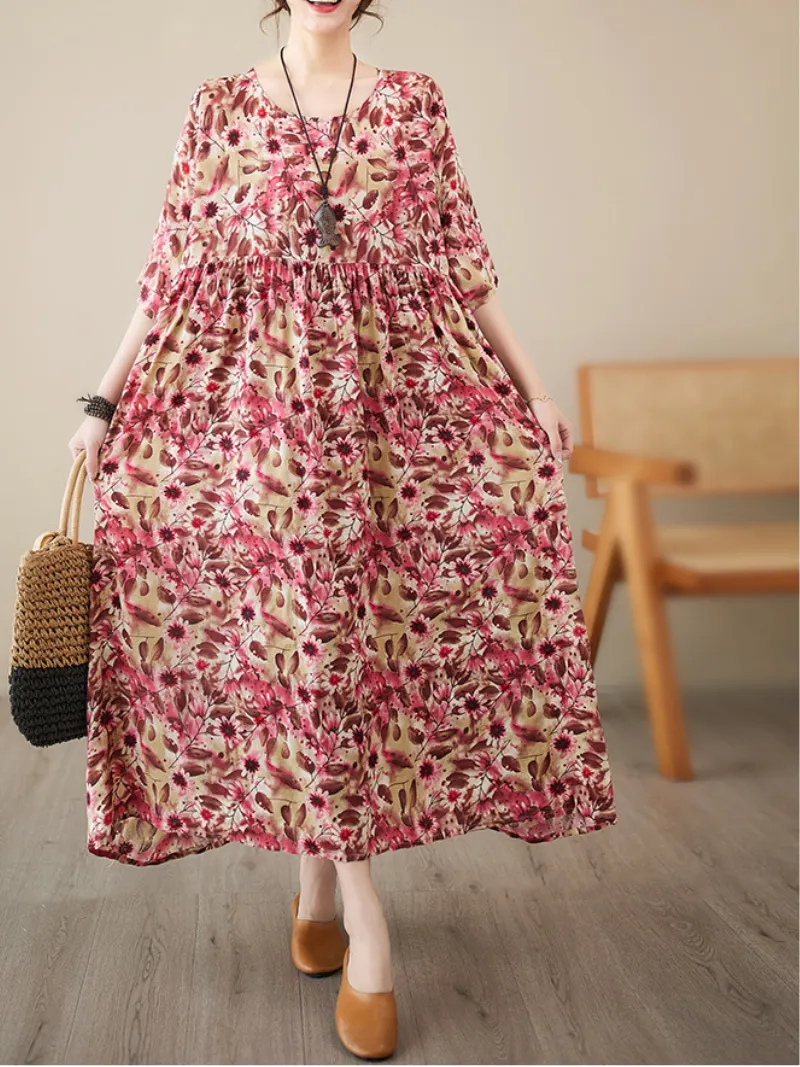 Giving Love Women's Cotton Floral Smock Dress
