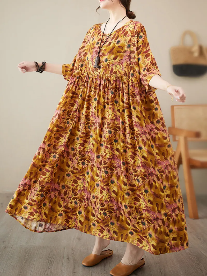 Giving Love Women's Cotton Floral Smock Dress