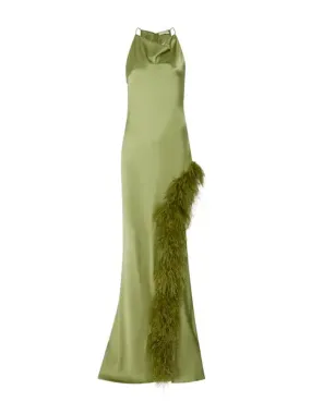 Halter Gown With Feathers