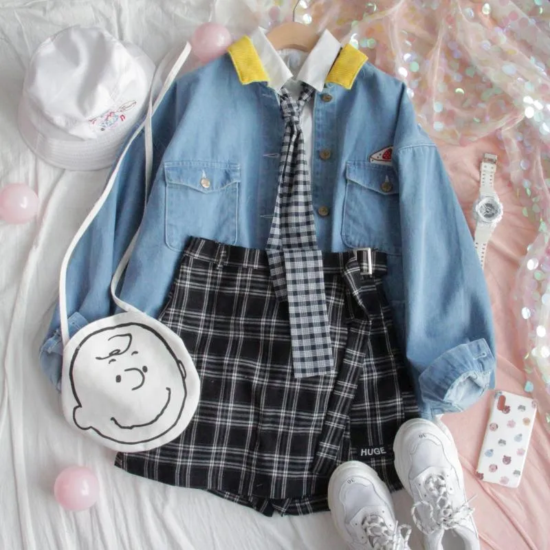 Harajuku Style Embroidered Boyfriend Jeans Coat - BY24011
