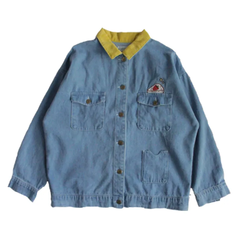 Harajuku Style Embroidered Boyfriend Jeans Coat - BY24011