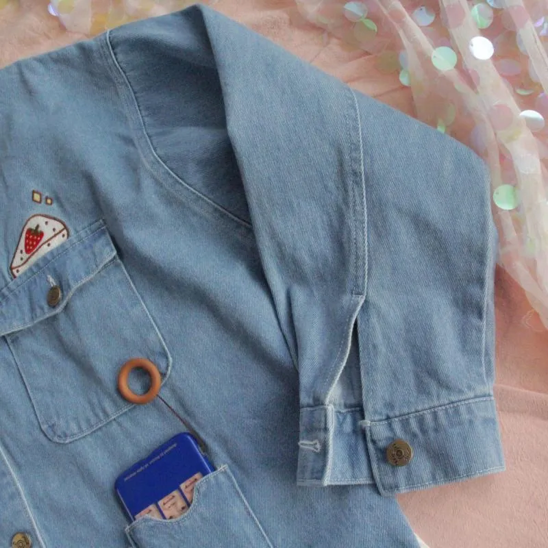 Harajuku Style Embroidered Boyfriend Jeans Coat - BY24011