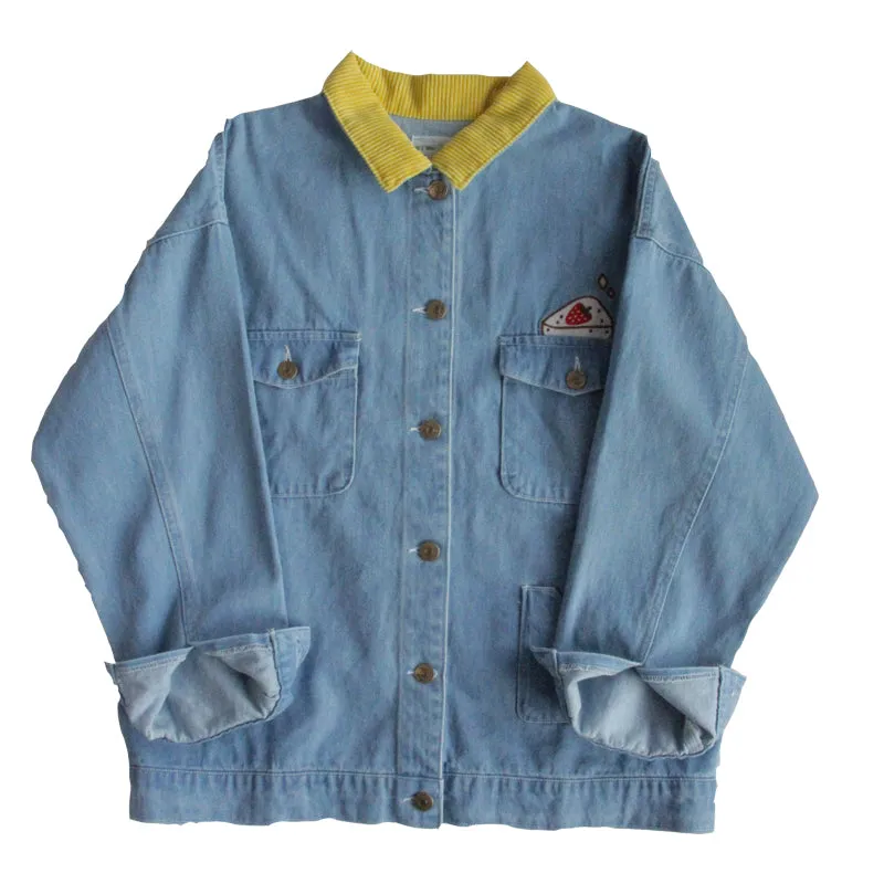 Harajuku Style Embroidered Boyfriend Jeans Coat - BY24011