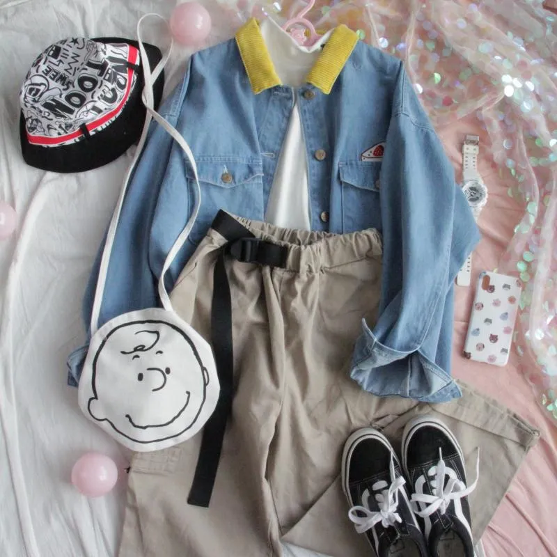Harajuku Style Embroidered Boyfriend Jeans Coat - BY24011