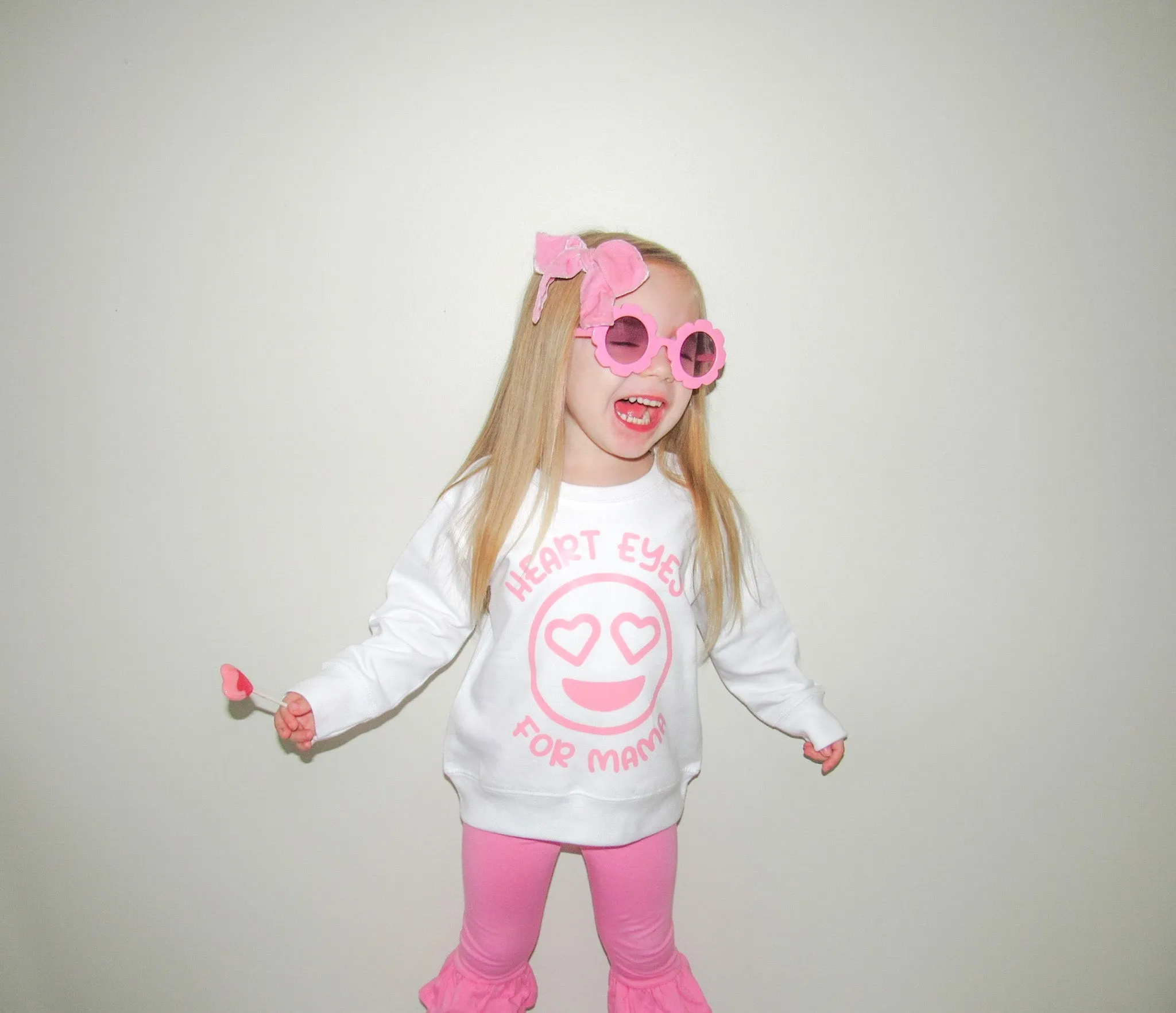 Heart Eyes for Mama | Kids' White Pullover Sweatshirt