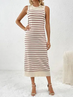 Knitted striped long dress