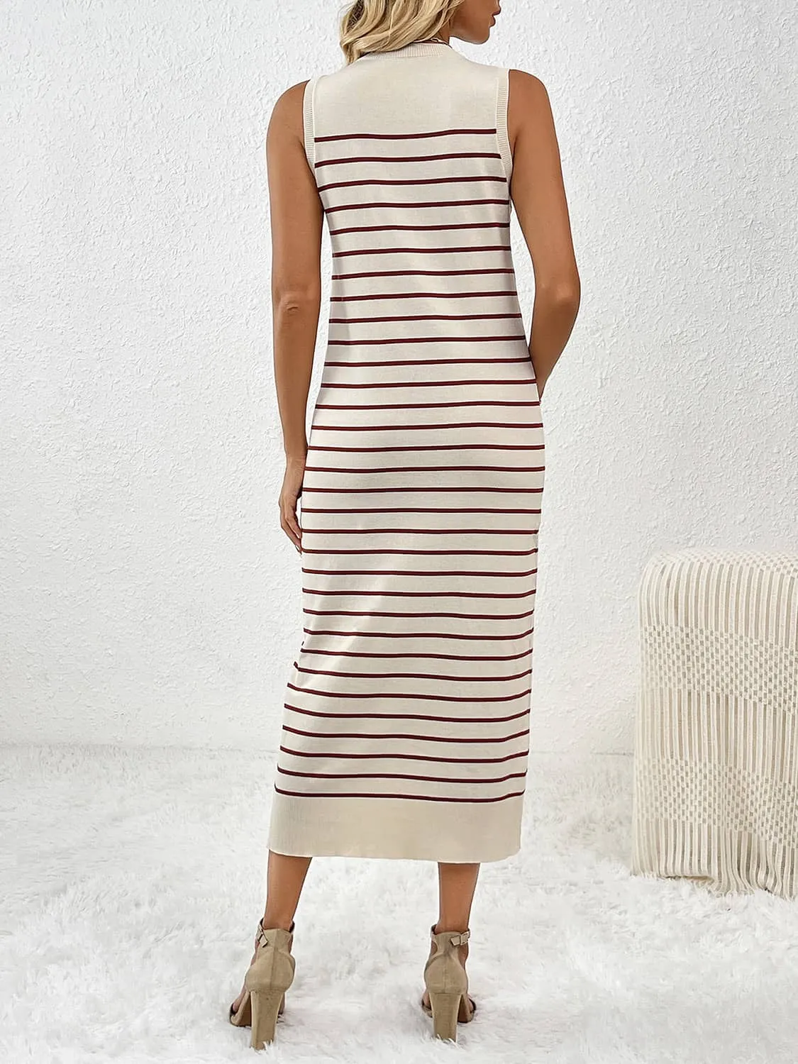 Knitted striped long dress
