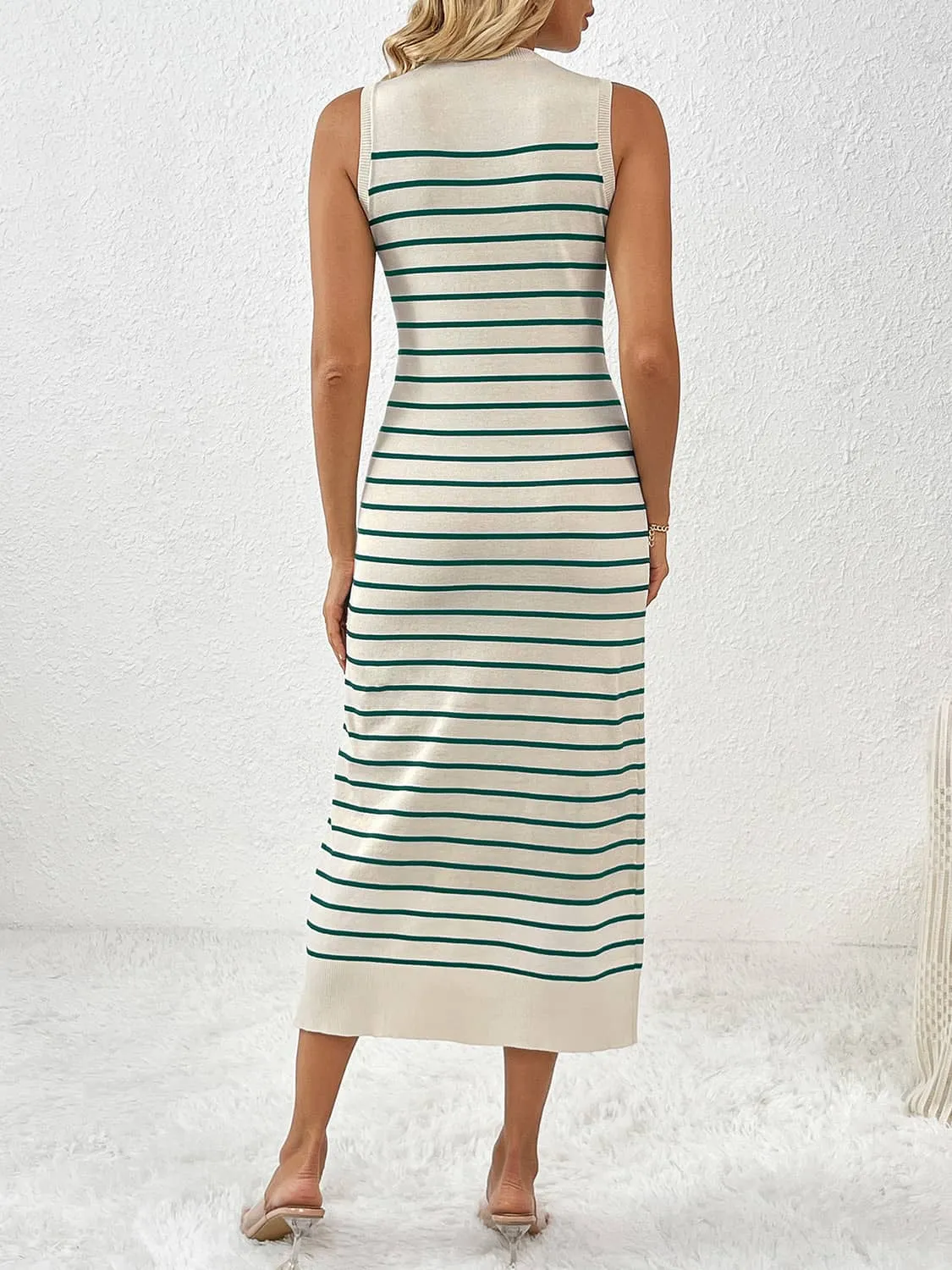 Knitted striped long dress