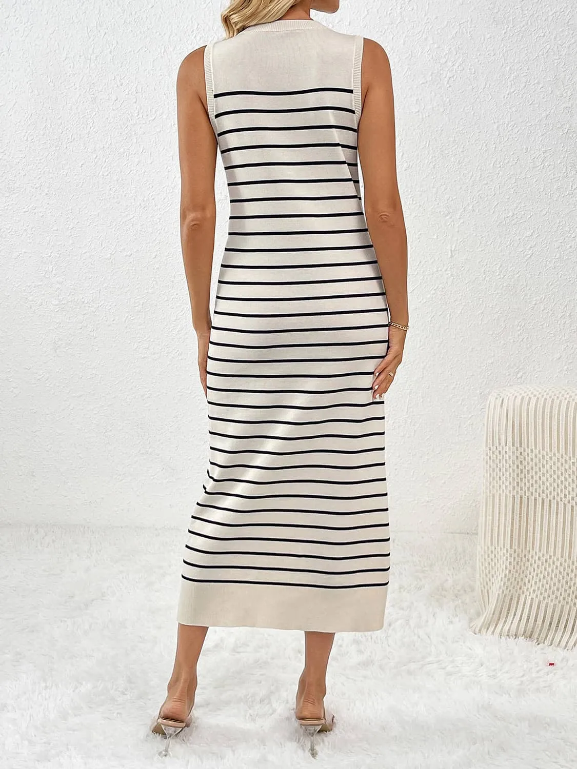 Knitted striped long dress