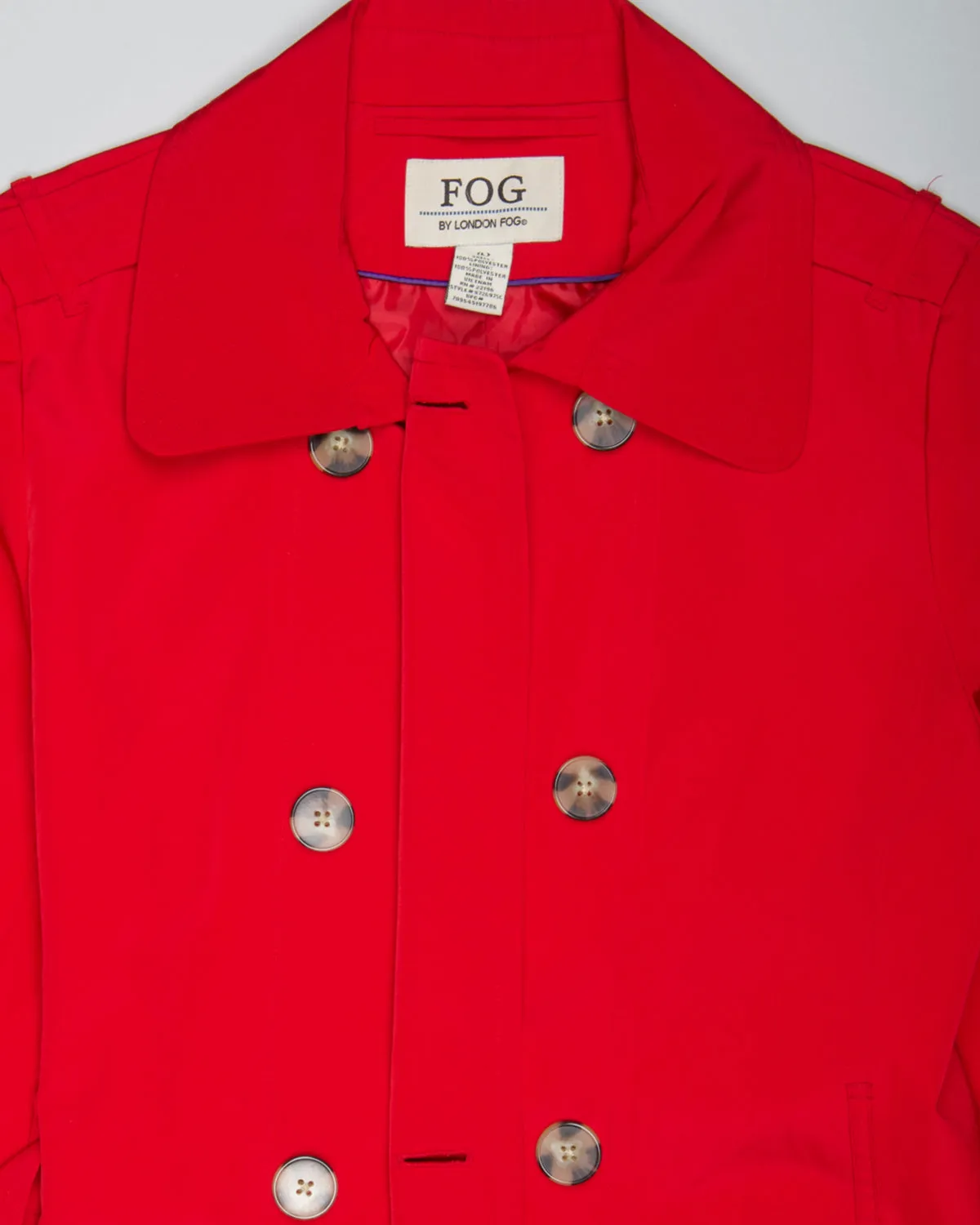 London Fog red belted trench coat