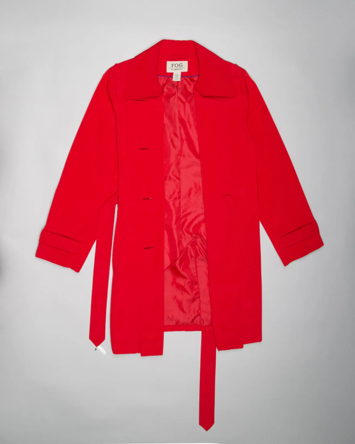 London Fog red belted trench coat