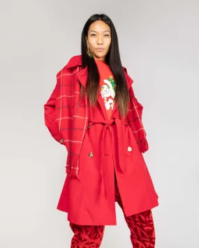 London Fog red belted trench coat