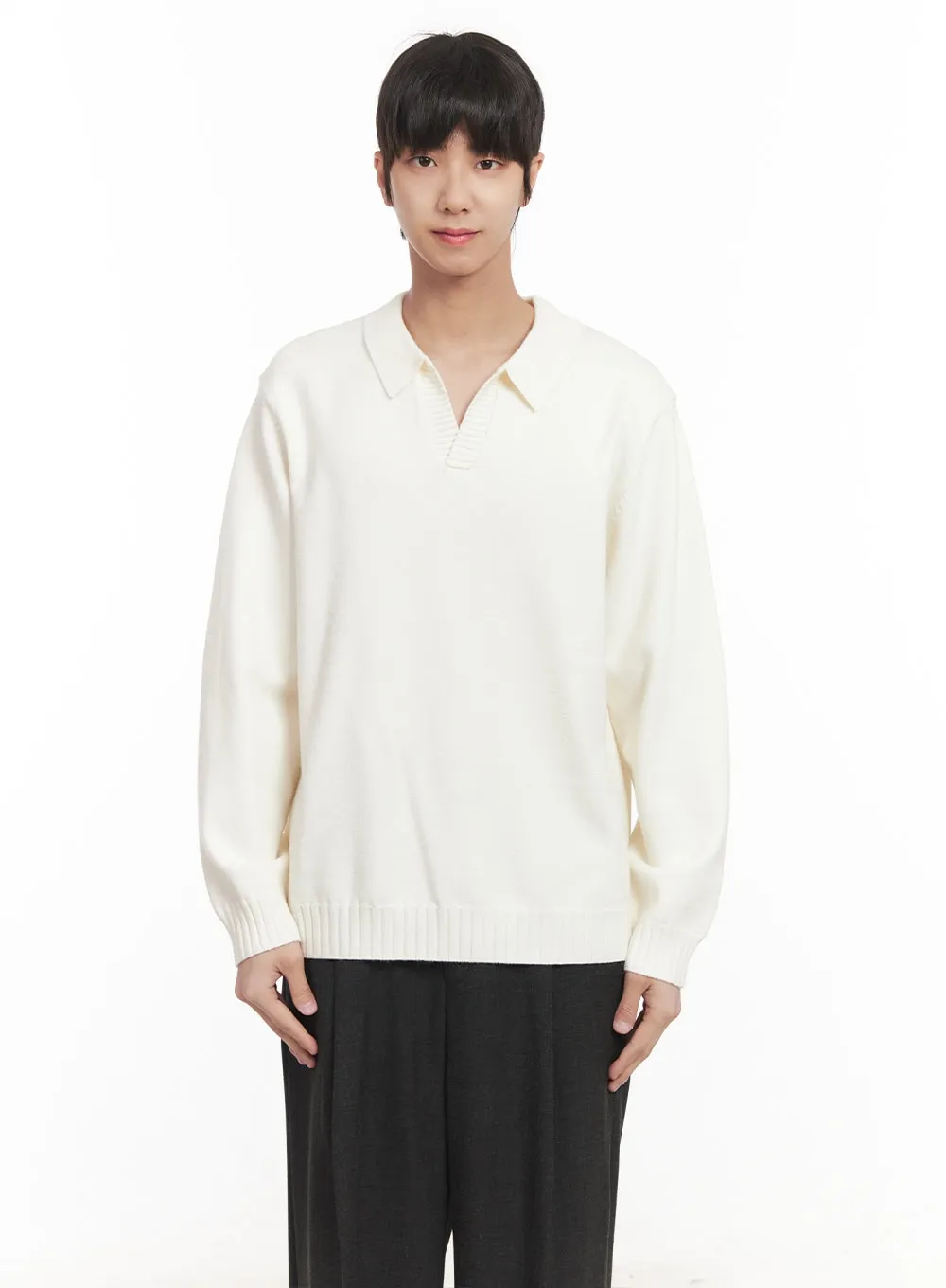 Men's Collared Knitted Sweater IM519